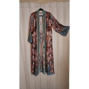 True Colours Printed Duster with Turquoise Accents